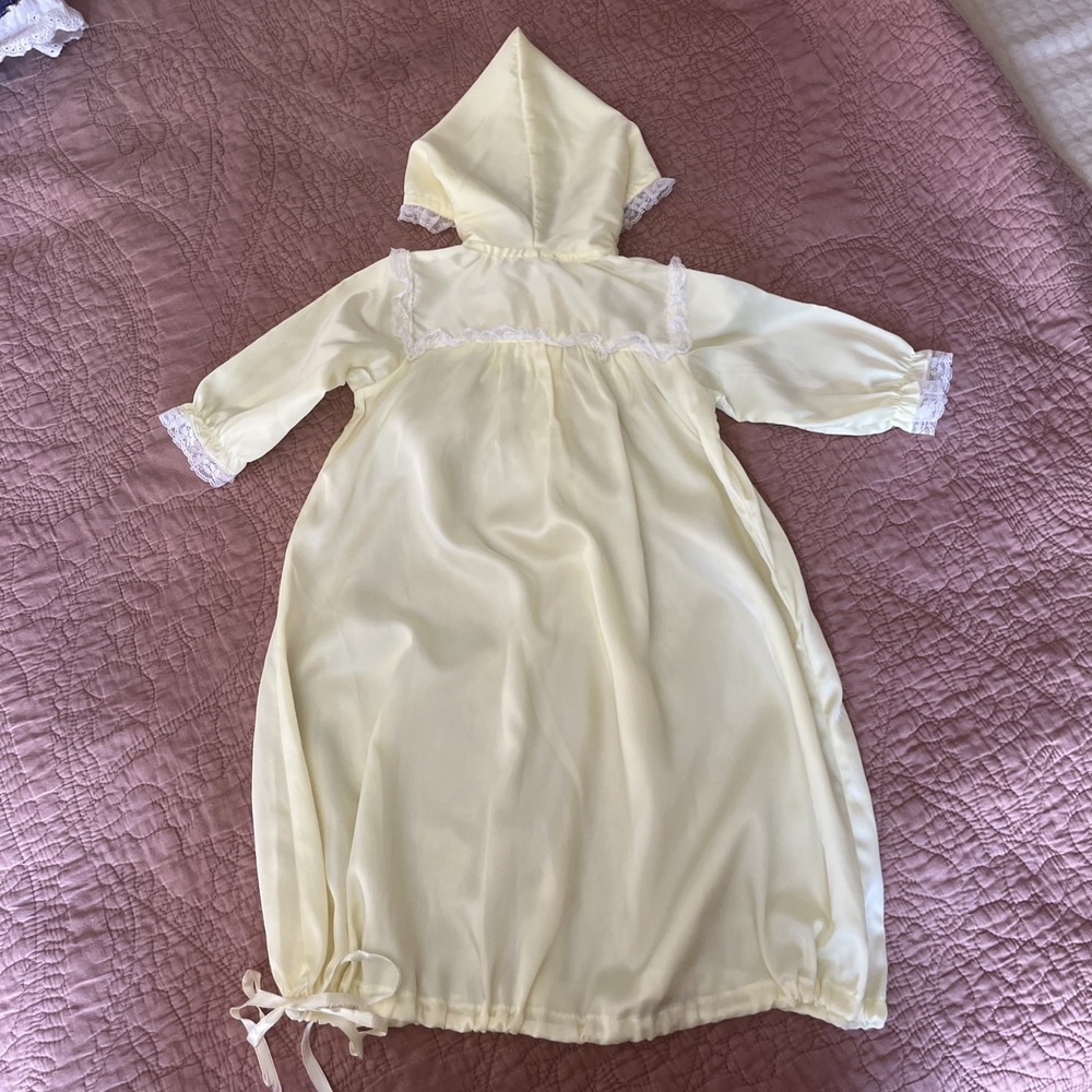 Vtg 1976 BABY DIOR Pastel Yellow Christening Baptism Gown Made In USA 0-3 Months - Picture 7 of 12